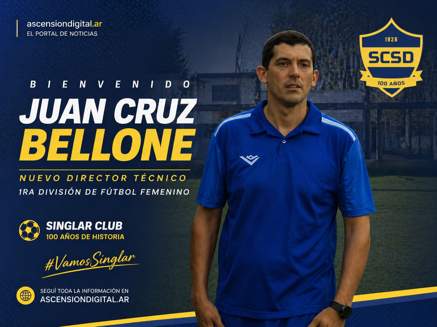 JUAN CRUZ BELLONE ASUME LA CONDUCCION TECNICA DE LA PRIMERA DIVISION DE SINGLAR CLUB